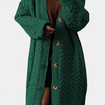 Gleame.-Truien &amp; Vesten-Gleame Damesvest - Lang vest met knoopsluiting en gebreide details