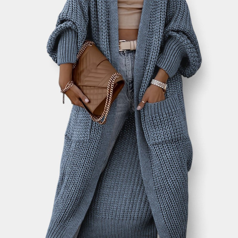 Gleame.-Truien &amp; Vesten-Gleame Damesvest - Lang vest met lange mouwen en verfijnde uitstraling