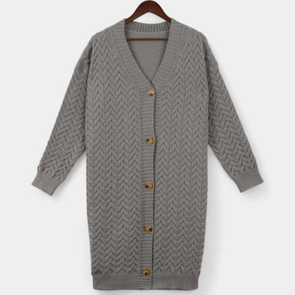 Gleame.-Truien &amp; Vesten-Gleame Damesvest - Lang vest met knoopsluiting en gebreide details