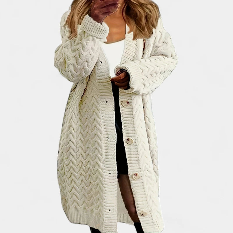 Gleame.-Truien &amp; Vesten-Gleame Damesvest - Lang vest met knoopsluiting en gebreide details