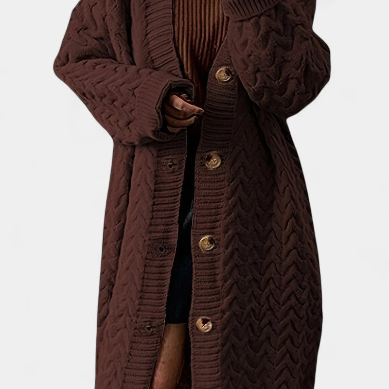 Gleame.-Truien &amp; Vesten-Gleame Damesvest - Lang vest met knoopsluiting en gebreide details