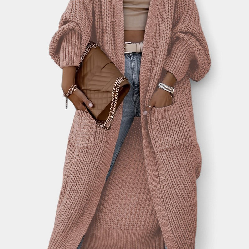 Gleame.-Truien &amp; Vesten-Gleame Damesvest - Lang vest met lange mouwen en verfijnde uitstraling