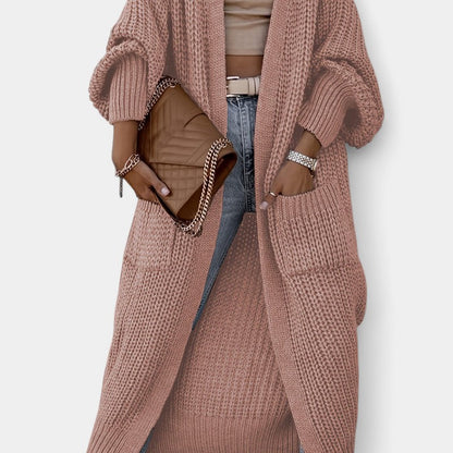 Gleame.-Truien &amp; Vesten-Gleame Damesvest - Lang vest met lange mouwen en verfijnde uitstraling