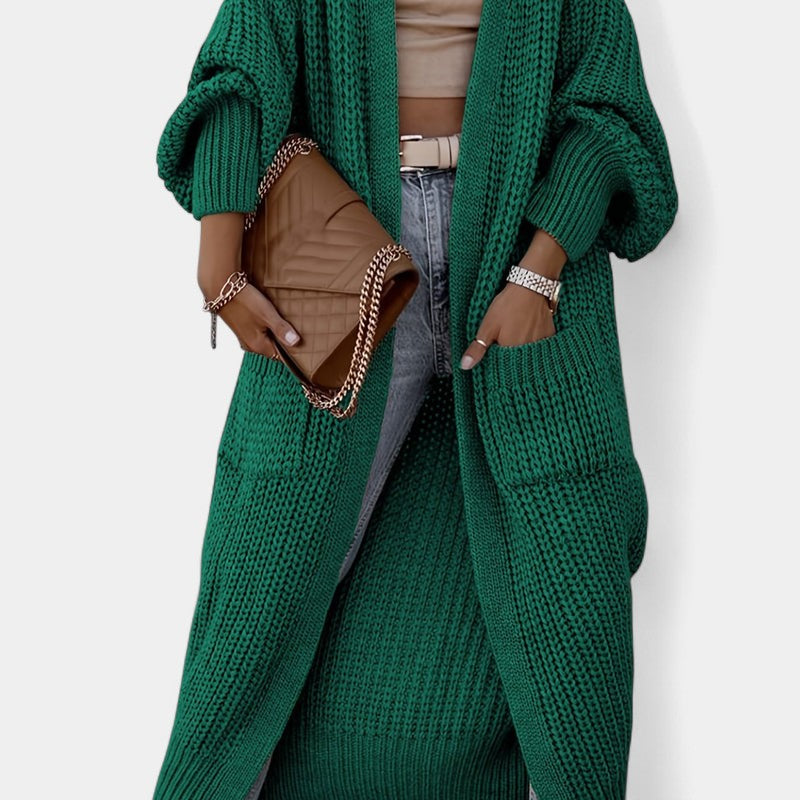 Gleame.-Truien &amp; Vesten-Gleame Damesvest - Lang vest met lange mouwen en verfijnde uitstraling