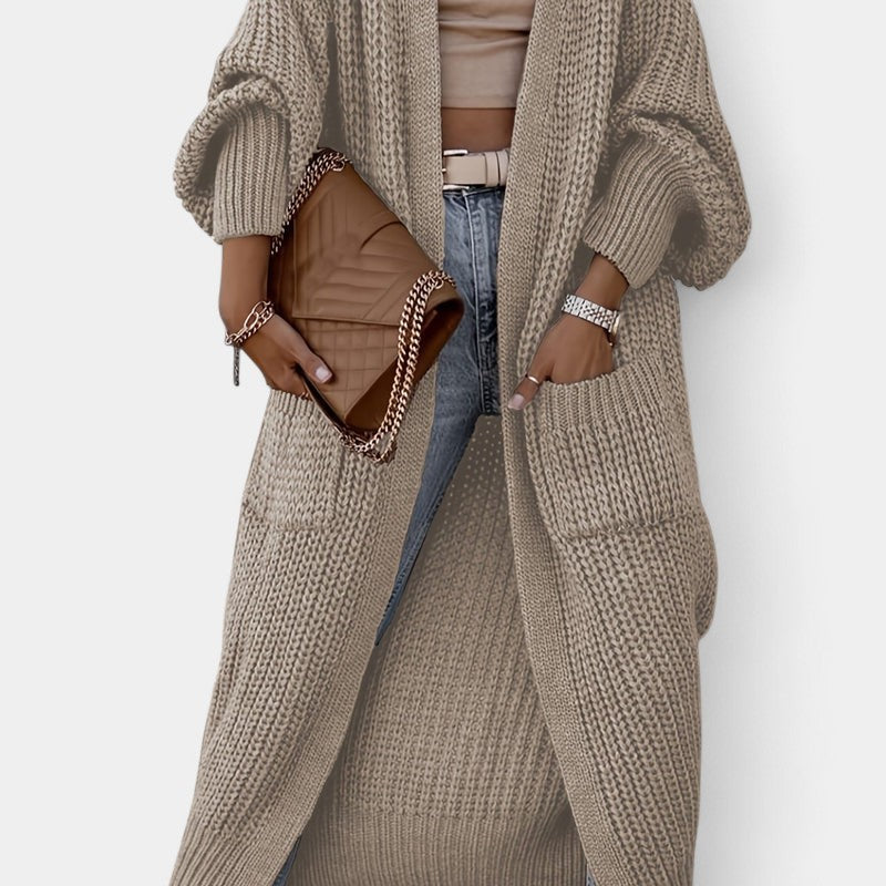 Gleame.-Truien &amp; Vesten-Gleame Damesvest - Lang vest met lange mouwen en verfijnde uitstraling