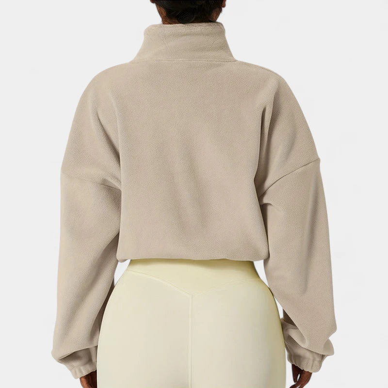 Gleame.-Truien &amp; Vesten-Gleame Jas - Warme damesjas van fleece met rits en elastische zoom