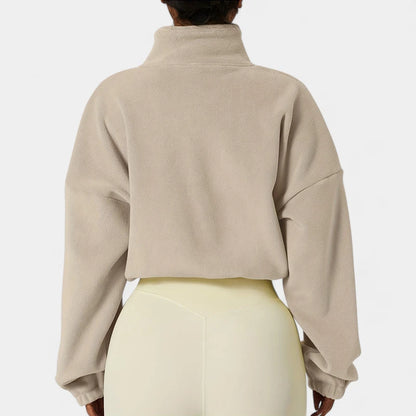 Gleame.-Truien &amp; Vesten-Gleame Jas - Warme damesjas van fleece met rits en elastische zoom
