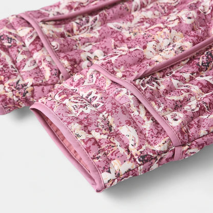 Gleame.-Truien &amp; Vesten-Gleame Pufferjack – Cropped damesjas met bloemenprint en gewatteerd design