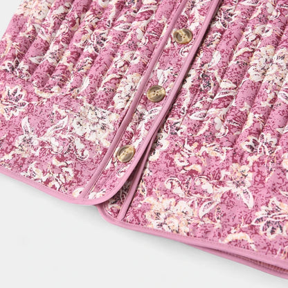 Gleame.-Truien &amp; Vesten-Gleame Pufferjack – Cropped damesjas met bloemenprint en gewatteerd design