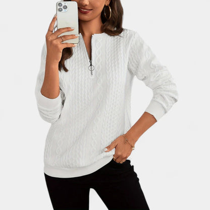 Gleame.-Truien &amp; Vesten-Gleame Sweater - Gebreide damestrui met halve rits en lange mouwen