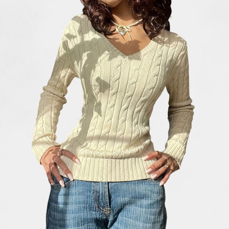 Gleame.-Truien & Vesten-Gleame Trui - Elegante V-hals trui met lange mouwen en fijn gebreid materiaal