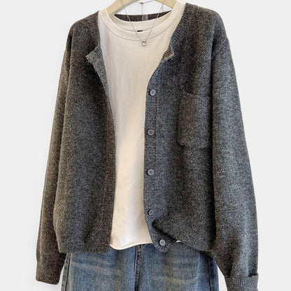 Gleame.-Truien &amp; Vesten-Gleame cardigan - casual gebreide cardigan met knopen en lange mouwen