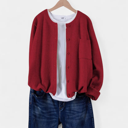 Gleame.-Truien &amp; Vesten-Gleame cardigan - casual gebreide cardigan met knopen en lange mouwen