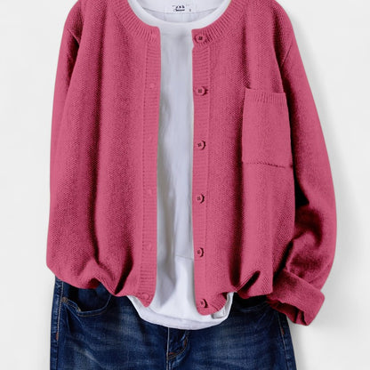 Gleame.-Truien &amp; Vesten-Gleame cardigan - casual gebreide cardigan met knopen en lange mouwen