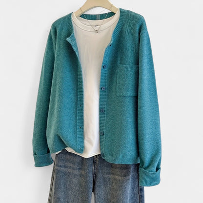 Gleame.-Truien &amp; Vesten-Gleame cardigan - casual gebreide cardigan met knopen en lange mouwen