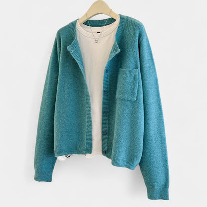 Gleame.-Truien &amp; Vesten-Gleame cardigan - casual gebreide cardigan met knopen en lange mouwen