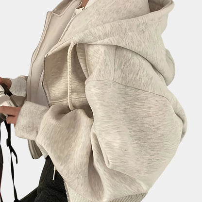  Gleame.-Truien &amp; Vesten-Gleame hoodie - casual lange mouw ritssluiting apricot