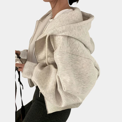  Gleame.-Truien &amp; Vesten-Gleame hoodie - casual lange mouw ritssluiting apricot