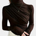  Gleame.-Truien & Vesten-Gleame top - elegante top met hoge hals en ruches in stijl