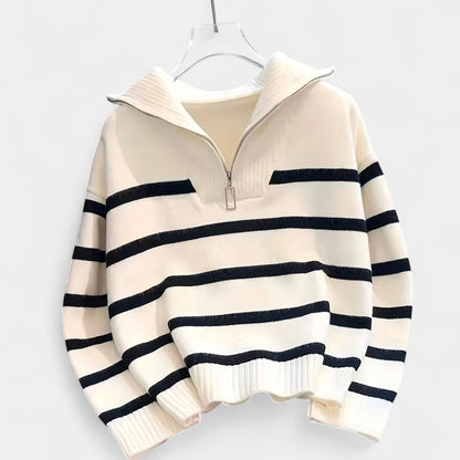 Gleame.-Truien &amp; Vesten-Gleame trui - casual trui met ritssluiting en strepen