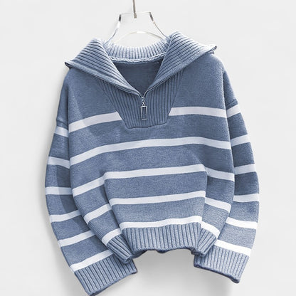 Gleame.-Truien &amp; Vesten-Gleame trui - casual trui met ritssluiting en strepen