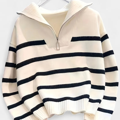 Gleame.-Truien &amp; Vesten-Gleame trui - casual trui met ritssluiting en strepen