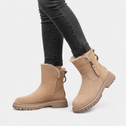 Gleame.-Winterlaars-Gleame | Dames enkelhoge winterlaarzen met ritssluiting en profielzool