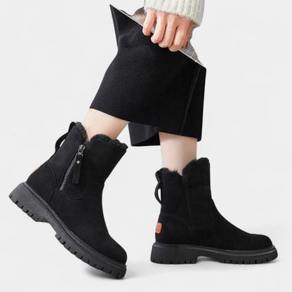 Gleame.-Winterlaars-Gleame | Dames enkelhoge winterlaarzen met ritssluiting en profielzool