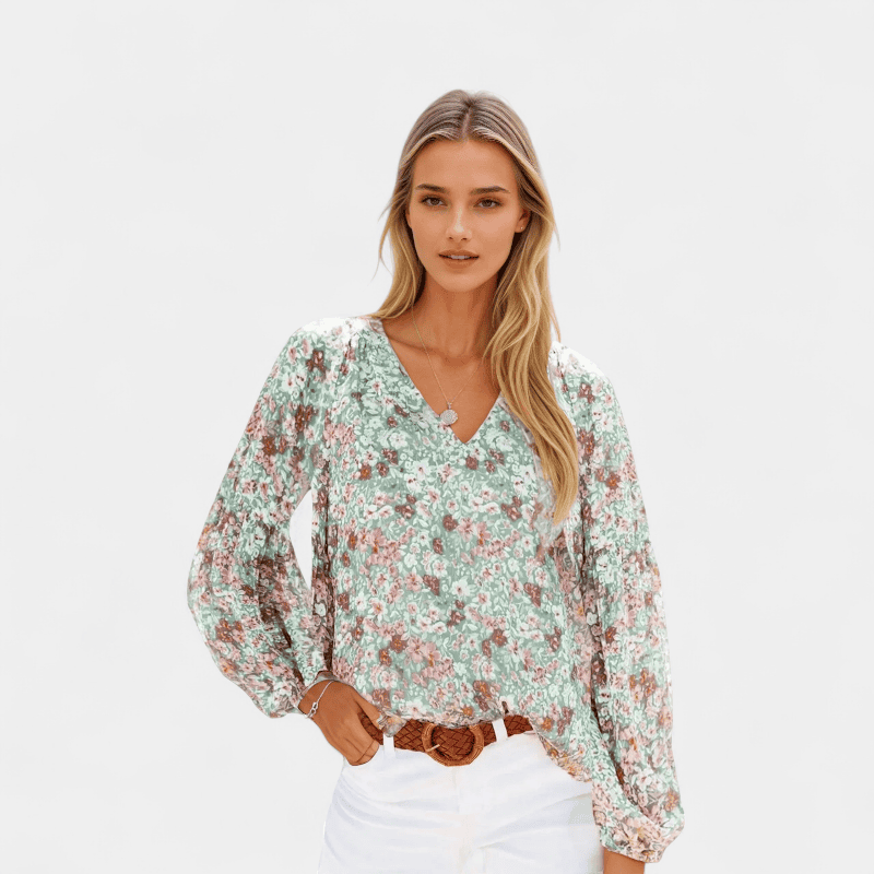 Gleame.-Women Blouse-Gleame blouse - lichte bloemenblouse met lange mouwen voor een casual look