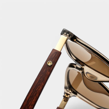 Gleame.-Zonnebril-Gleame Zonnebril - Retro vierkante zonnebril met luxe houten details