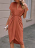 Gleame.-dress-Gleame Midi Wikkeljurk – Elegante damesjurk met V-hals en strakke taille