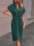 Gleame.-dress-Gleame Midi Wikkeljurk – Elegante damesjurk met V-hals en strakke taille