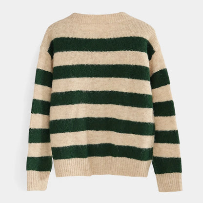 Gleame.-Truien &amp; Vesten-Gleame Cardigan - Casual gestreepte wol cardigan voor de herfst en winter