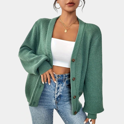Gleame.-Truien &amp; Vesten-Gleame Cardigan - Elegante gebreide cardigan met knopen en V-hals