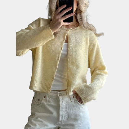 Gleame.-Truien &amp; Vesten-Gleame Trui - Stretchy lange mouw open voorkant casual trui met knopen