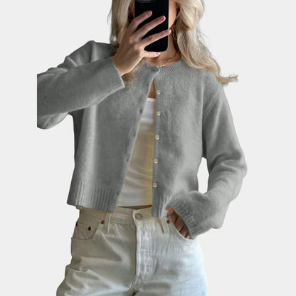 Gleame.-Truien &amp; Vesten-Gleame Trui - Stretchy lange mouw open voorkant casual trui met knopen