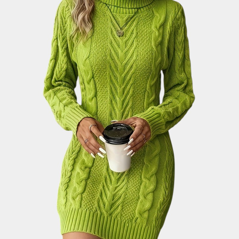 Gleame | Dames Kabelgebreide Trui Jurk Warm Elegante Pasvorm