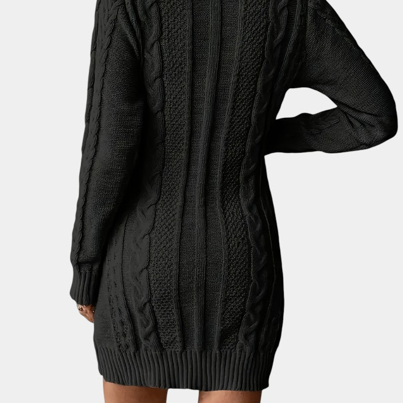 Gleame | Dames Kabelgebreide Trui Jurk Warm Elegante Pasvorm