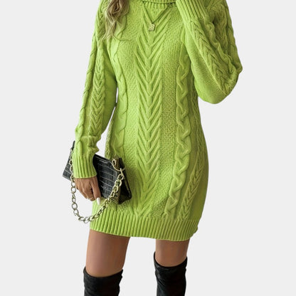 Gleame | Dames Kabelgebreide Trui Jurk Warm Elegante Pasvorm