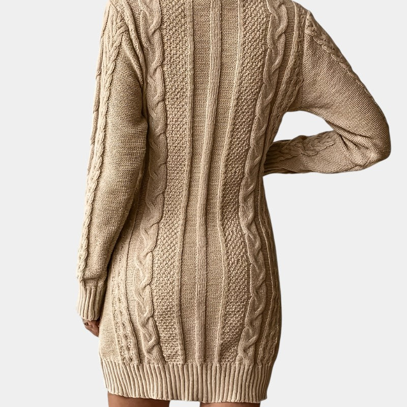 Gleame | Dames Kabelgebreide Trui Jurk Warm Elegante Pasvorm