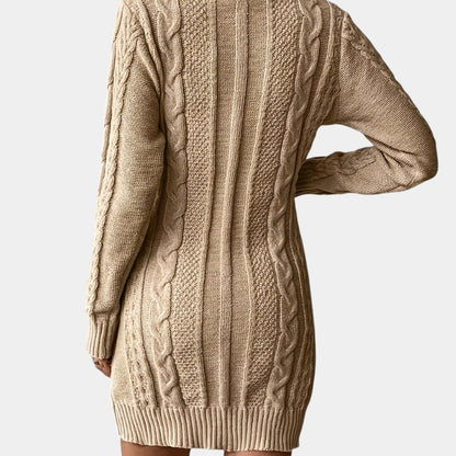 Gleame | Dames Kabelgebreide Trui Jurk Warm Elegante Pasvorm