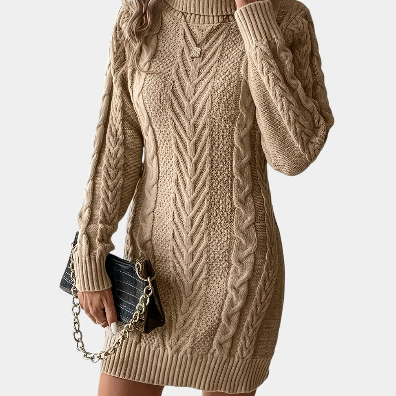 Gleame | Dames Kabelgebreide Trui Jurk Warm Elegante Pasvorm