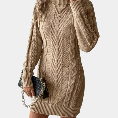 Gleame | Dames Kabelgebreide Trui Jurk Warm Elegante Pasvorm