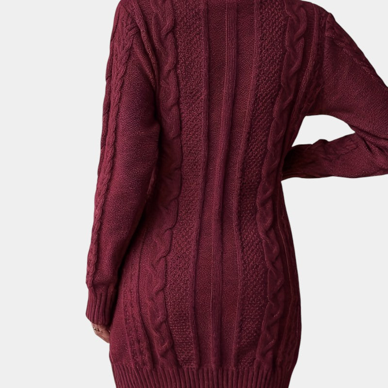 Gleame | Dames Kabelgebreide Trui Jurk Warm Elegante Pasvorm