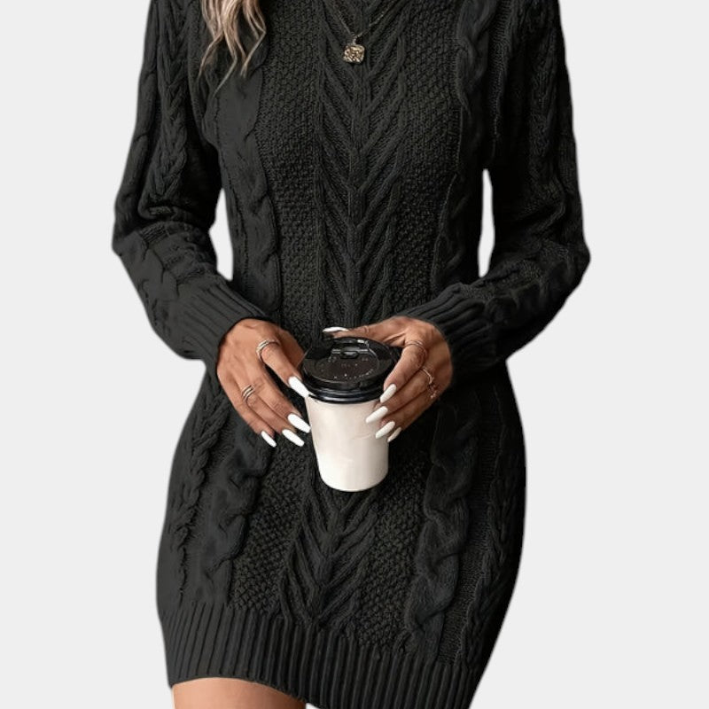 Gleame | Dames Kabelgebreide Trui Jurk Warm Elegante Pasvorm