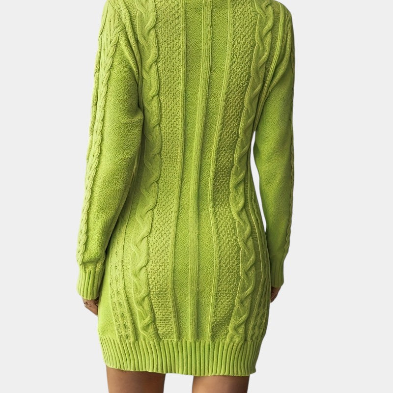 Gleame | Dames Kabelgebreide Trui Jurk Warm Elegante Pasvorm