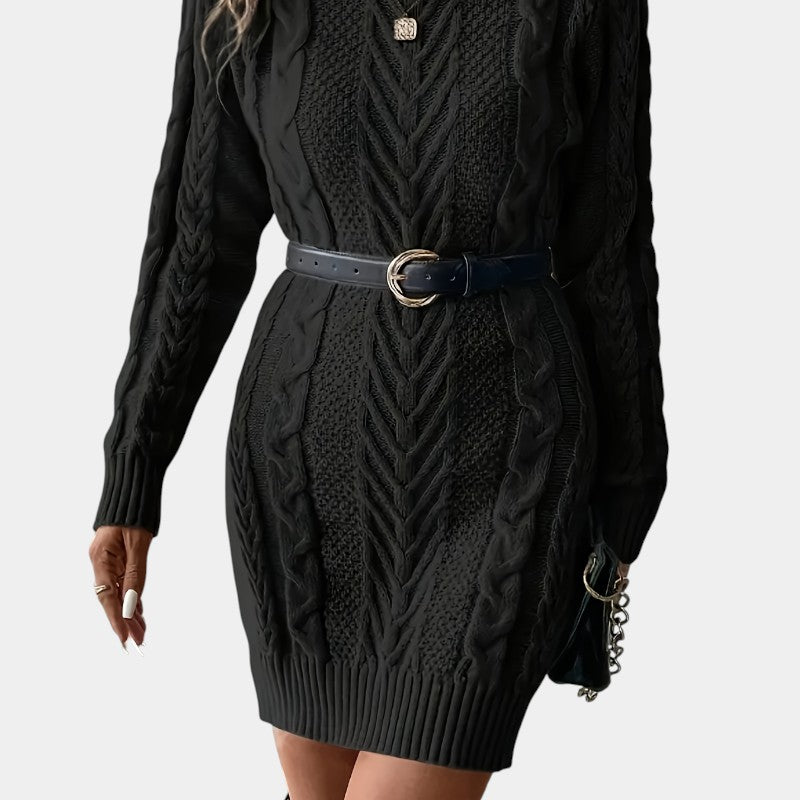 Gleame | Dames Kabelgebreide Trui Jurk Warm Elegante Pasvorm