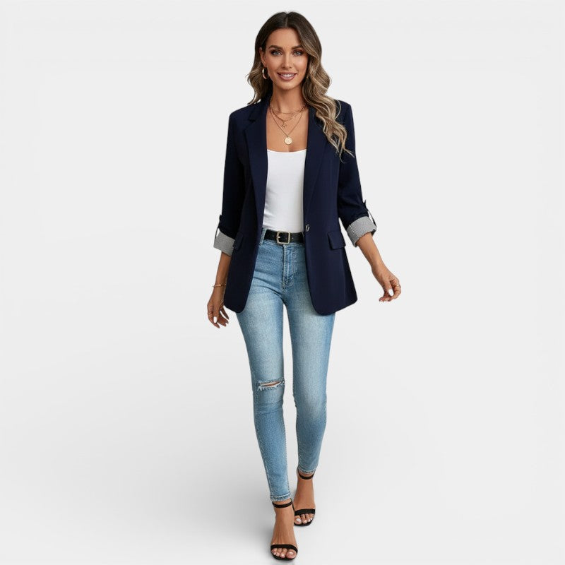 Gleame | Women's Jacket With Stripe Detail Sleeve Classic Fit