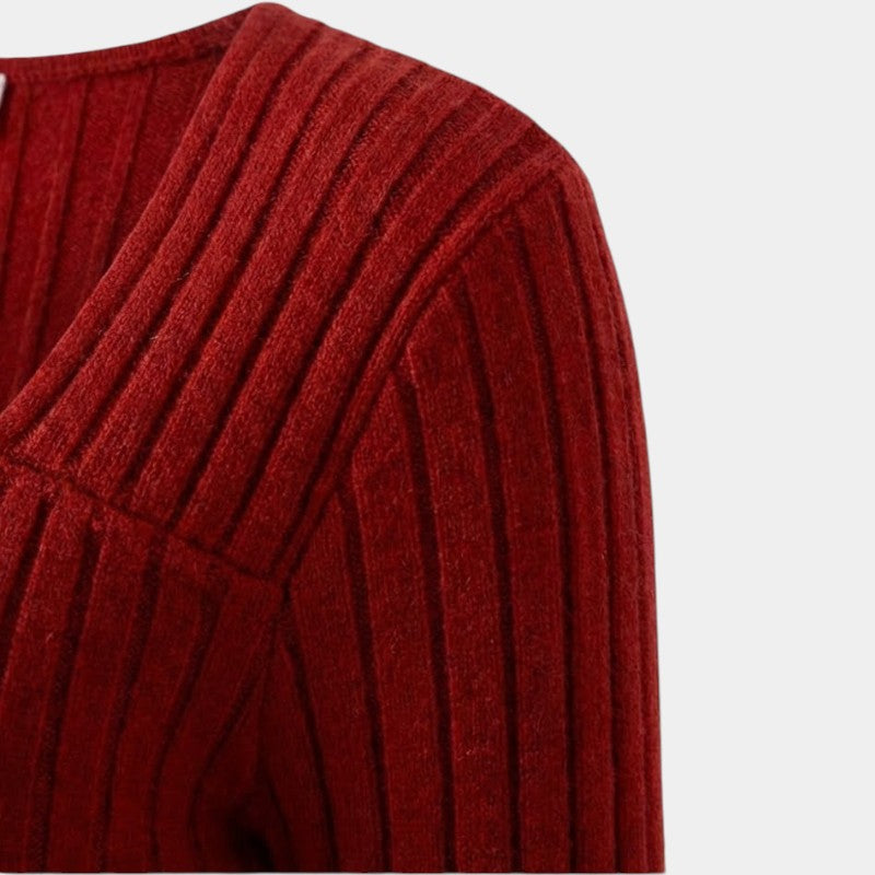 Gleame | Dames Bodycon Jurk Geribde Structuur Ronde Hals