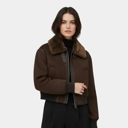 Gleame | Dames Bomberjas Met Kraagdetail Klassieke Pasvorm